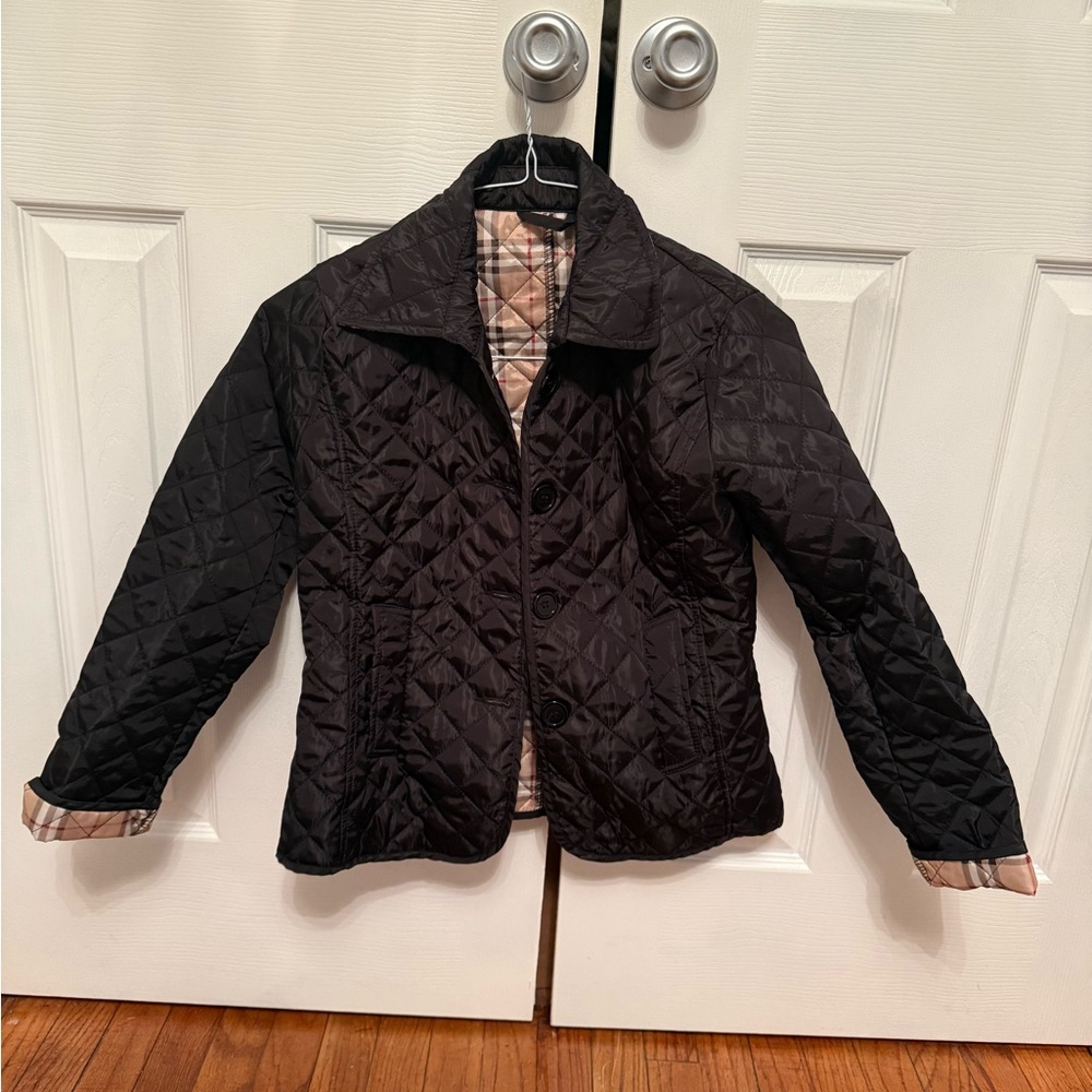 Black Quilted Jacket with cute checkered interior